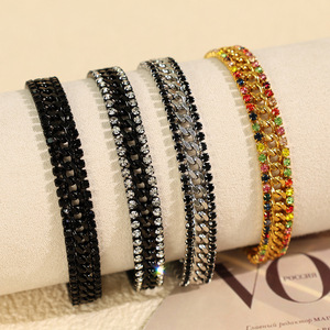 Pulsera de circonita de acero y titanio de estilo europeo americano para mujer, joyería de fiesta con diseño geométrico - Product Image 1