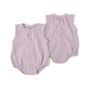 Vente en gros de body bébé sans manches uni en coton 100% pour bébé - Product Image 3
