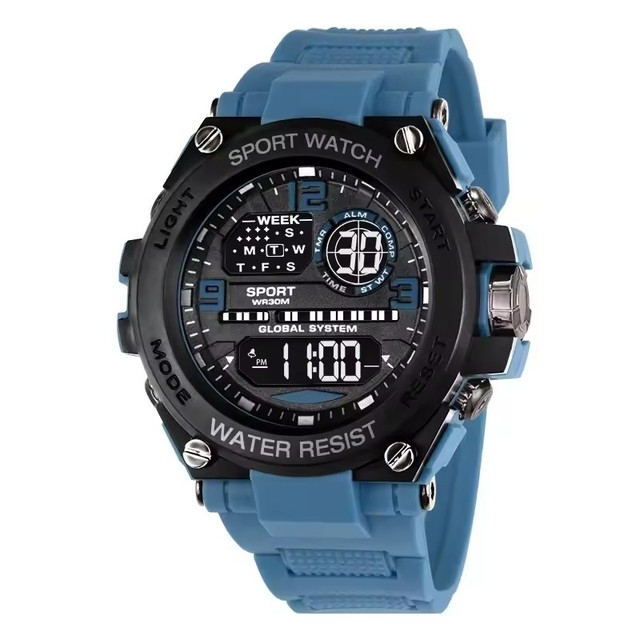 Men's Sports Digital Large Dial Luminous Waterproof Alarm Clock Multifunctional Electronic Chronograph Multifunctional Watch