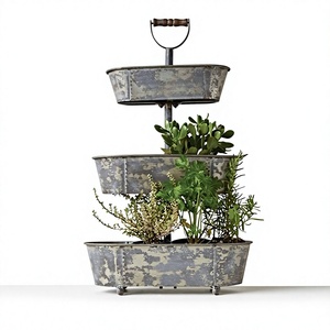 Decorative Galvanized Planter <b>Pot</b> For Home Garden Balcony Patio Outdoor Indoor <b>Plants</b> Flowers Greenery Landscaping - Product Image 1