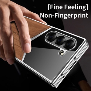 เคสโทรศัพท์ลายไม้หนัง PU สำหรับ Samsung Fold 8 4 5 6 7 พร้อมฟิล์มกันรอยหน้าจอ กรอบชุบกันกระแทก - Product Image 3
