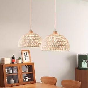Suspension LED rétro en rotin et corde de chanvre tressée à la main, style <span class=keywords><strong>japonais</strong></span>, finition bois crème, pour chambre d'hôtel, balcon, restaurant et bar simple - Product Image 2