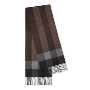 Bufanda a cuadros cepillada tejida de Cachemira pura <span class=keywords><strong>C</strong></span>, chal de tartán de invierno para mujer, OEM personalizado de lana de lujo - Product Image 4