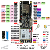 LILYGO T-SIM7600SA-H/G/E ESP32 4G Cat4 Módulo de Tarjeta SIM LTE, 4MB Flash, Tarjeta TF, GNSS GPS, Placa de Desarrollo IOT