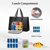 Tas Makan Siang Terisolasi Langsung dari Pabrik, Tas Komputer Kapasitas Besar Berlapis, Tas Jinjing Laptop untuk Wanita dengan Kompartemen Makan Siang