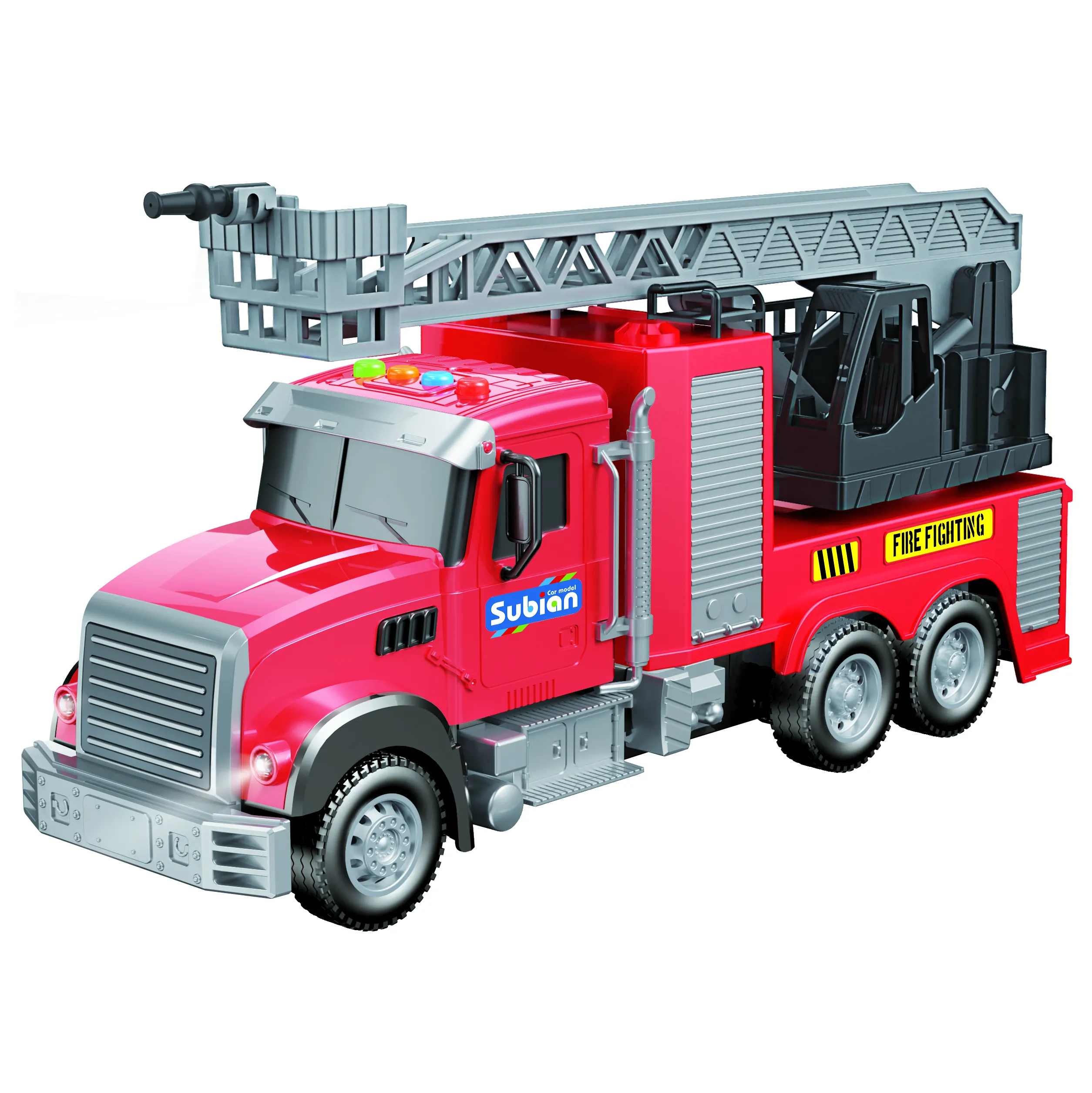 Macchina di attrito veicolo ragazzo giocattolo 1/14 di plastica camion dei pompieri giocattolo con luce, musica