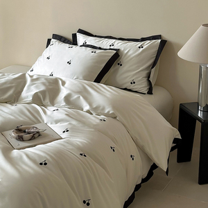 Cotton Summer <b>Bedding</b> <b>Set</b> Cherry Pattern Breathable Home Use Sheet Style - Product Image 5