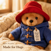 Porte-clés en peluche ours brun mignon, pendentif animal de dessin animé avec manteau bleu et chapeau rouge, breloque de sac en peluche, cadeaux