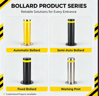 Borne de sécurité hydraulique miniature durable à moteur, borne de sécurité rétractable automatique pour la protection de la sécurité des voies de circulation commerciales et des parkings