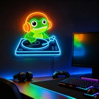 Enseigne néon DJ grenouille, enseignes néon musicales, enseigne lumineuse LED mignonne pour chambre à coucher, salle de jeux