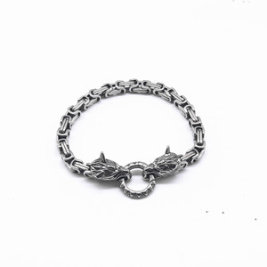 ยูนิค วูล์ฟเฮดสร้อยข้อมือเหล็กไทเทเนียมสำหรับผู้ชาย เครื่องประดับแบบโซ่ ของขวัญ ดีไซน์ทรงเรขาคณิต ตัวล็อคแบบสปริง - Product Image 5