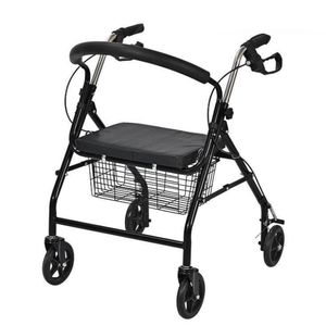 Déambulateur à cadre en acier robuste avec siège pour adultes, déambulateur à roulettes pour personnes âgées, déambulateur à roulettes avec siège, canne - Product Image 6