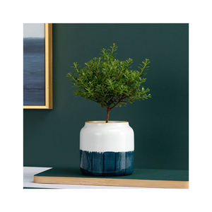 Creativo pequeño Arte Abstracto Circular pintado a mano decorativo interior suculenta planta verde <span class=keywords><strong>maceta</strong></span> de cerámica para jardín al por mayor - Product Image 4