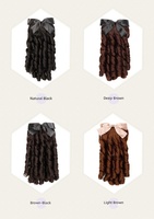 Perruque queue de cheval bouclée vintage style romain avec nœud en satin noir, extension de cheveux à clipser à boucles spirales pour Cheongsam Lolita Cosplay