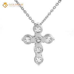 Colliers pendentifs croix en or blanc 18 carats avec diamants de laboratoire 0,5 carat et 1 carat, tendance, pour femmes, de la marque Goldleaf Jewelry - Product Image 5