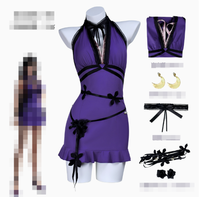 Disfraz de Cosplay de Tifa Lockhart del Anime Final Fantasy VII, Vestido de Noche Morado, Disfraz Sexy para Mujer Adulta, Carnaval, Navidad