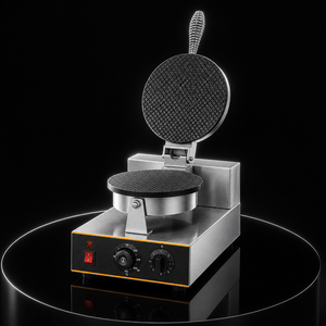 Compact Countertop Electric Ice Cream Cone Machine 1200W Professional Round Waffle Cone Baker Stainless Steel for Cafe Food Truc - Product Image 1