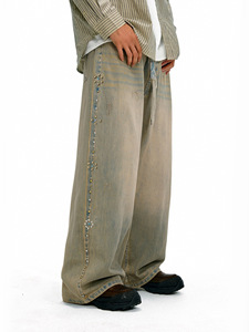 En Stock: Jeans Formales Transpirables de Pierna Recta, Lavado Claro, Algodón, Estilo Vintage, Talla Grande para Hombre, Primavera/Verano - Product Image 1