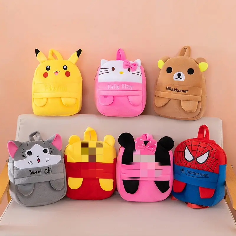 Zeer Trendy Knuffeldier Pluche Rugzak Kawaii Fluffy Kitty Pluche Schoudertas Pikachuu Rugzak Voor Kinderen