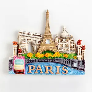 Personalizado Promocional 3D Polyresin Nórdico França Criativo Louvre Torre Eiffel Tourist Souvenir Resina Geladeira Imã De Geladeira