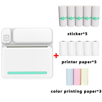 Mini-imprimante portable USB sans encre pour étudiants, impression de photos et d'étiquettes, batterie 1200 mAh, format de papier 57x25mm, en stock