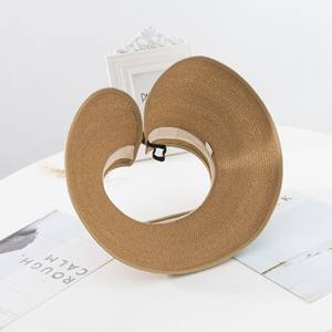 14 couleurs respirant nœud papillon queue de cheval plage haut chapeau de <span class=keywords><strong>soleil</strong></span> pliable plaine UPF 50 + été large bord paille visière pour quotidien extérieur - Product Image 6