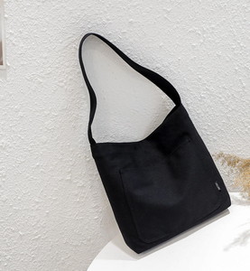 Sac à main en toile grande capacité pour femme, couleur unie simple, sac à bandoulière tendance, ouverture zippée, sac de shopping personnalisable avec logo - Product Image 5