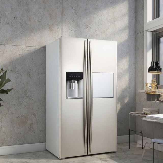 Ultra-Smart Side-by-Side Refrigerator Touchscreen Panel & Recipe Suggestions for Modern Kitchen Food Enthusiasts
