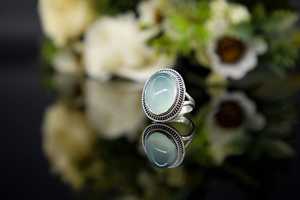Natural Gemstones Handmade 925 Sterling Silver Aqua Chalcedony Ring Classic Bezel Setting High Quality Elegant Jewelry for Women - Product Image 3