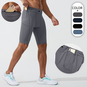 Pantalones Cortos de Compresión para <span class=keywords><strong>Hombre</strong></span> con Bolsillo, Cintura Alta, Secado Rápido, para Yoga, <span class=keywords><strong>Running</strong></span>, Fisicoculturismo, de Nailon y Elastano - Product Image 1