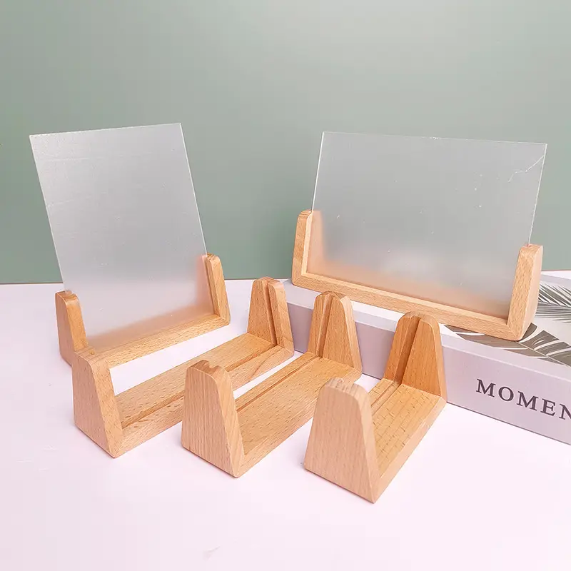 Calendar Postcard Base wood photo frame acrylic U-shaped bottom seat custom high quality solid wood photo frame wooden base