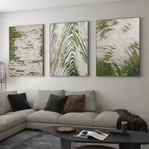 Grande toile d'art murale 3D abstraite verte et grise, décoration d'intérieur, peinture artisanale de luxe, art mural pour la maison - Product Image 4