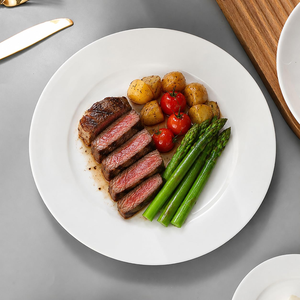 High Bone China <b>Plate</b> Customized Wedding Hotel White Porcelain Flat <b>Plate</b> <b>Ceramic</b> Round <b>Plate</b> Dinner Decorative - Product Image 2