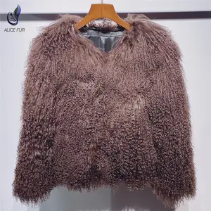 Оптовая продажа по заводской цене, Женская Роскошная модная новая стильная куртка из натурального тибетского меха ягненка с длинными вьющимися волосами