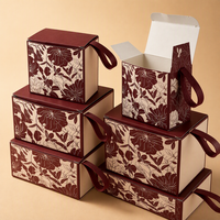 Boîte à bonbons personnalisée avec logo, boîtes cadeaux de mariage, boîte cadeau rouge, boîte à chocolat, emballage de chocolat, boîte rouge avec poignée en PU