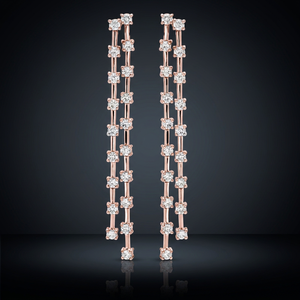 Pendientes Largos de Doble Línea con Diamantes Cultivados en Laboratorio, Oro 10K 14K 18K, Plata 925 935, Regalo de Compromiso, Estilo Minimalista - Product Image 1