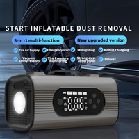 Démarreur de voiture portable 8-en-1 avec pompe à air, lumière LED, batterie externe PD30W, gonfleur de pneus 150 PSI et fonction d'aspiration pour voiture