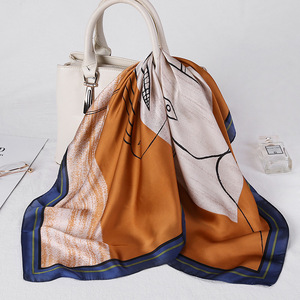 Nouveau japonais et coréen doux Simple classique vague Point 70*70cm petite écharpe <span class=keywords><strong>soie</strong></span> femmes petits foulards carrés - Product Image 6