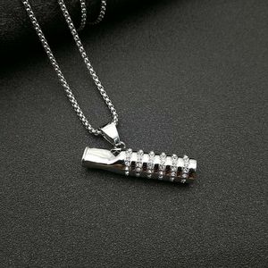 Collar con colgante de acero de titanio con diseño de cigarrillo y pavé de diamantes para hombre, joyería de fiesta, acero inoxidable, oro, plata - Product Image 4