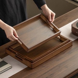 Rectangular Wooden <b>Tea</b> <b>Tray</b> With Handle Polished Finish For <b>Tea</b> Serving And Storage - Product Image 1