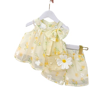 <span class=keywords><strong>Abbigliamento</strong></span> estivo per bambine, top e pantaloncini con stampa floreale, set di 2 pezzi, dolci completi per neonate. - Product Image 1