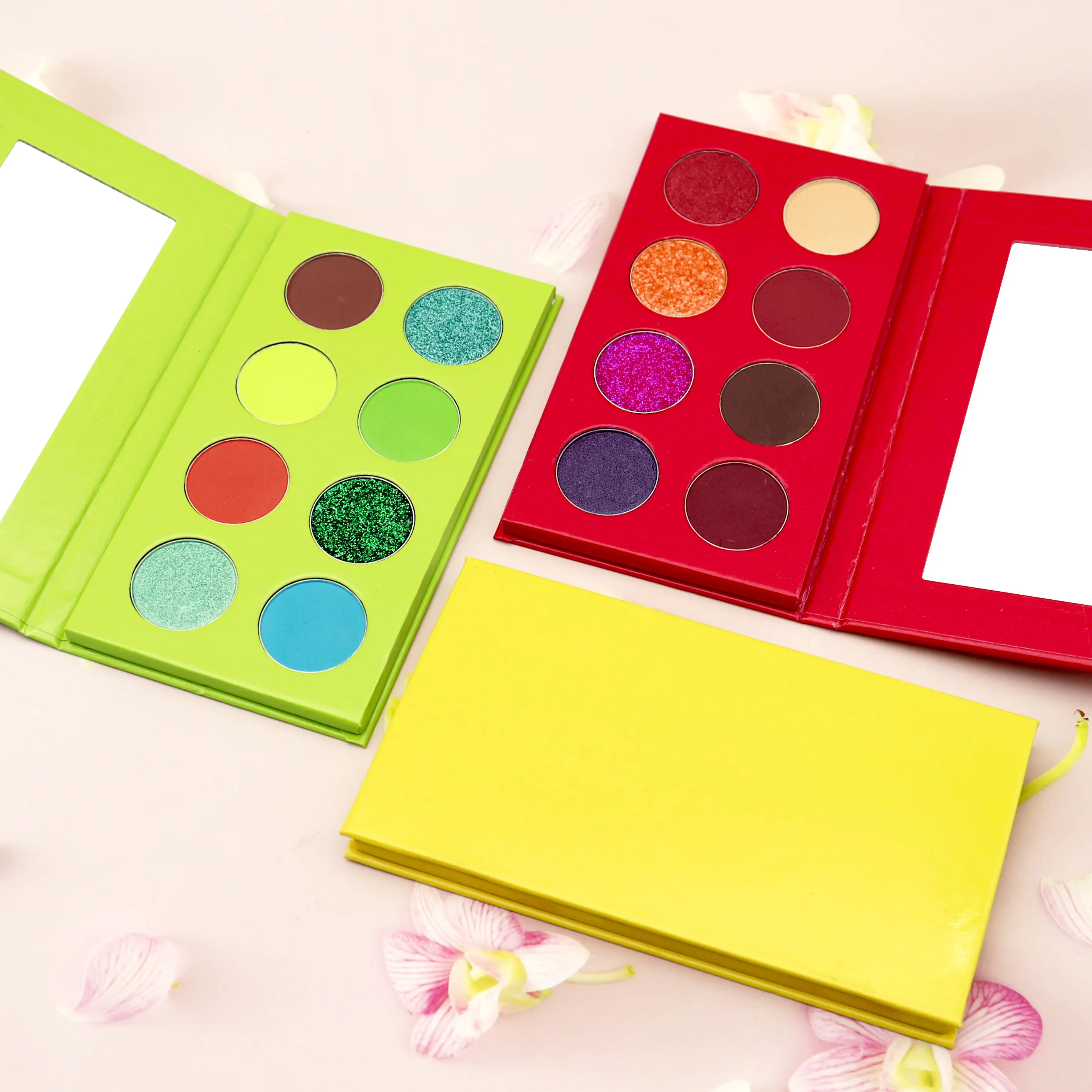 New Trending Private Label Makeup Hot Colors Red Green Pink 6 Colors DIY Eyeshadow Palette