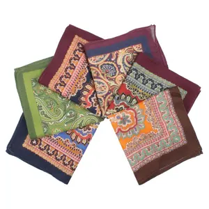 Handkerchief Handkerchief Manufacturer Wholesale Hand Rolled Paisley Floral Handkerchief Cheap Wool Pocket Square For Men