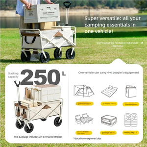 Carrello da Campeggio Pieghevole per Esterni, Carrello per Consegne, Carrello Reclinabile per Bambini, Carrello da Picnic - Product Image 3