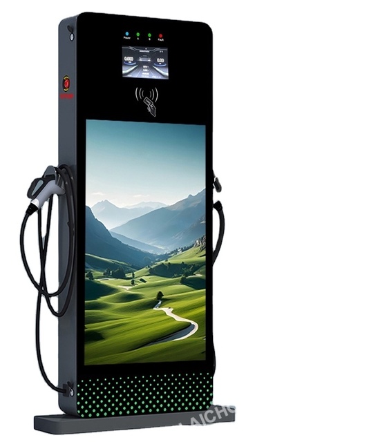 22KW 44KW Multi-Language Fast EV Charger Station LCD Advertising Screen AC CCS2 AC App Control Multi-Lingual Charging Pile Cars