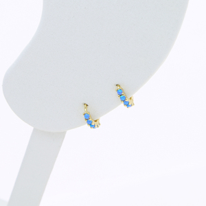 Pendientes <span class=keywords><strong>de</strong></span> Aro Pequeños y Delicados, Plateados, con Ópalo Blanco, Estilo Minimalista - Product Image 6
