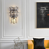 Mur de LED en cristal d'intérieur européen créatif moderne et simple de haute qualité pour la maison hôtel salon chambre à coucher escalier en acier inoxydable