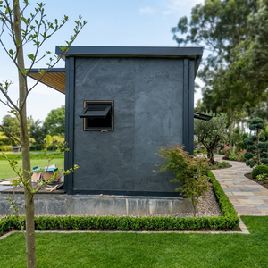 Caseta Negra Minimalista con Ventana Individual, Almacenamiento Exterior, Garaje y Cobertizo, Diseño Duradero - Product Image 1