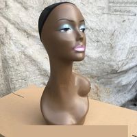 Tête de Mannequin Réaliste en PVC pour Perruques, Cheveux Naturels, Souriant, Femme, Épaules, pour Présentation de Perruques