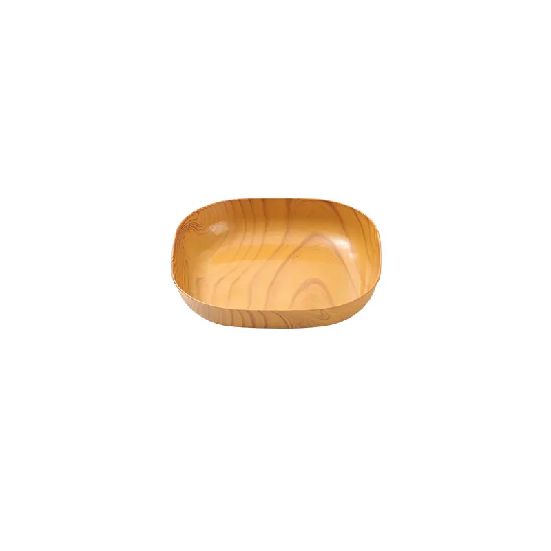 Hot selling wood grain bone dish with dried fruit snacks melon seeds fruit candies afternoon tea tray pastry bone dish plate